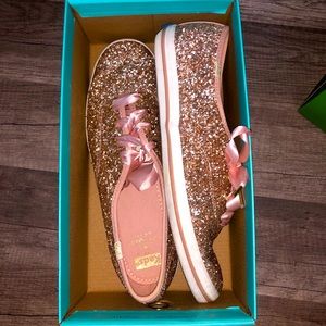 Kate Spade rose gold glitter shoes
